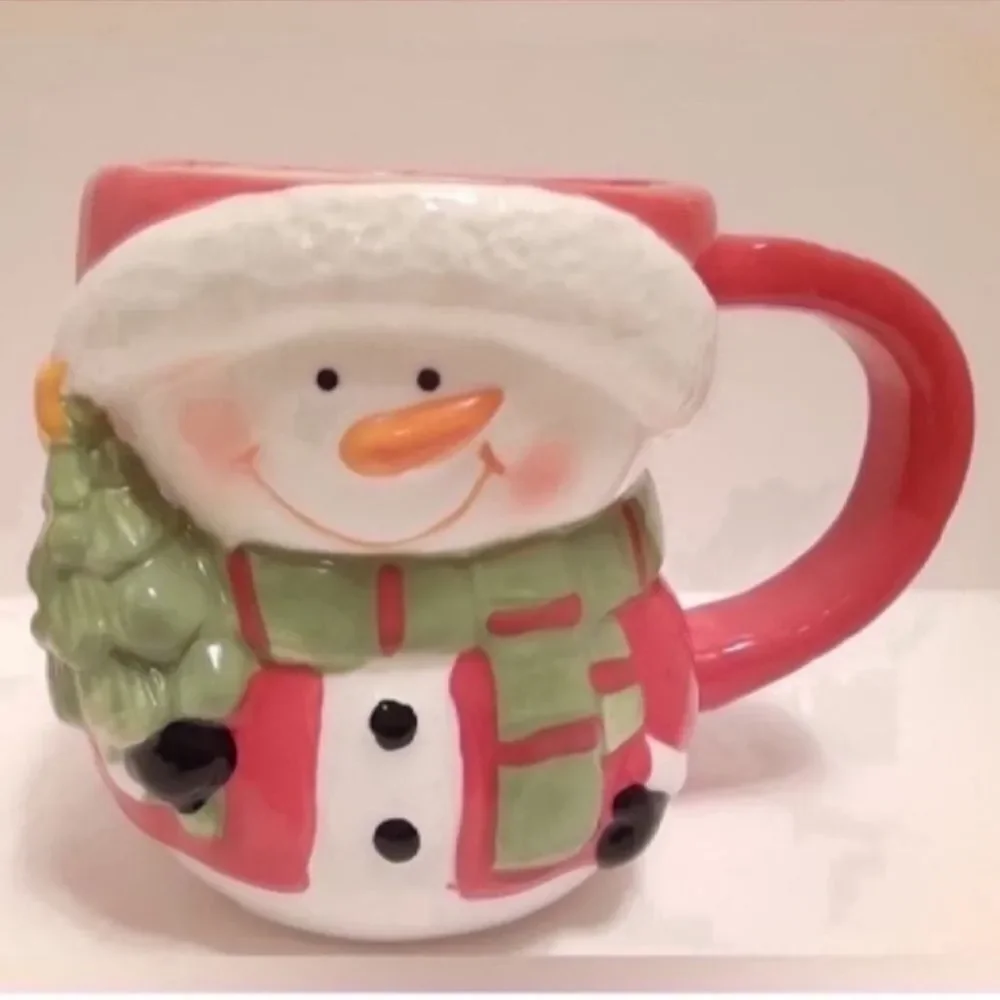 New Vintage Snowman Face Mugs, Christmas Hot Chocolate Mugs